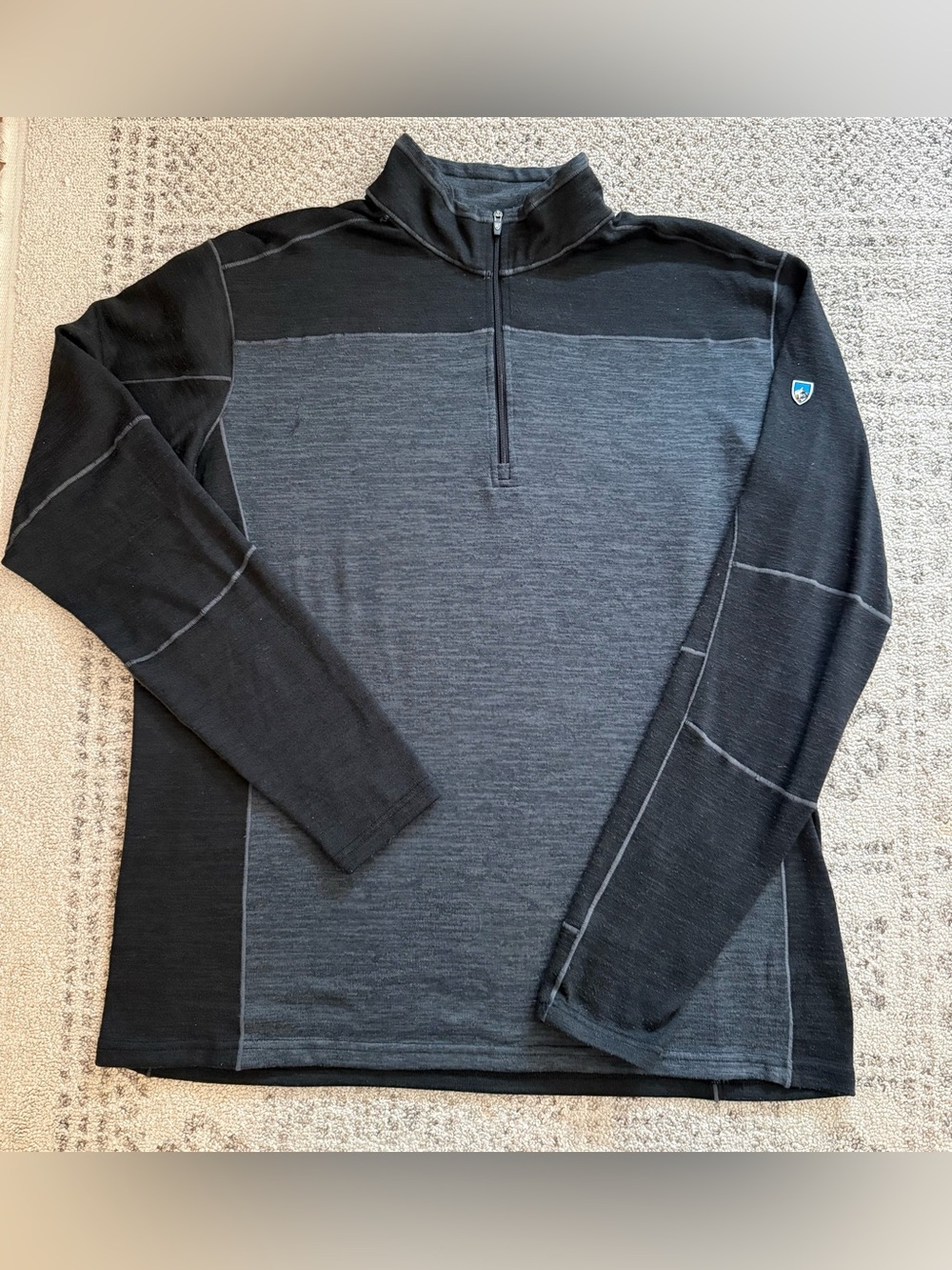 Kuhl Men’s Quarter Zip Sweater Black/Gray Sz XL